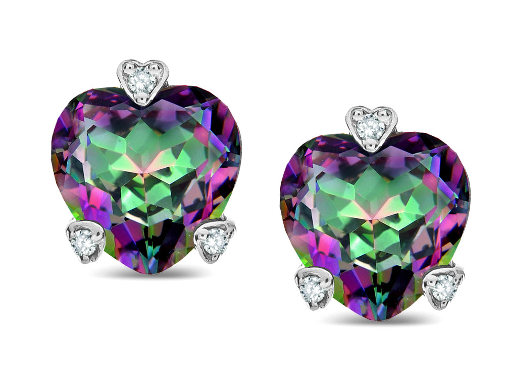 Tommaso Design Heart Shape 6mm Rainbow Mystic Topaz Love Earrings Studs