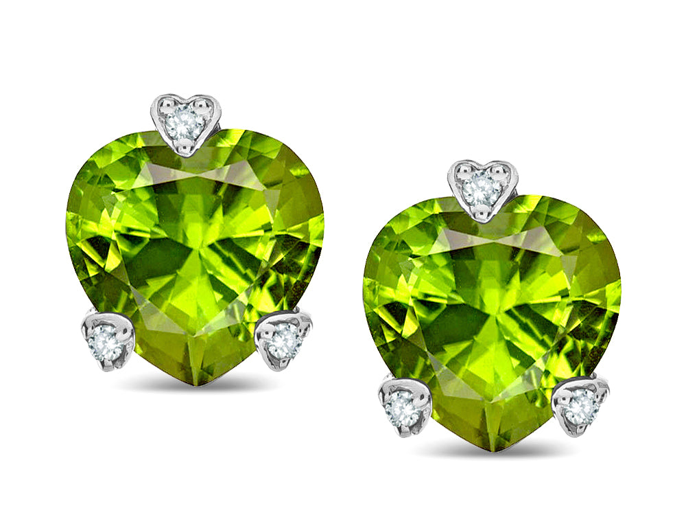 Tommaso Design Heart Shape 6mm Genuine Peridot Love Earrings Studs
