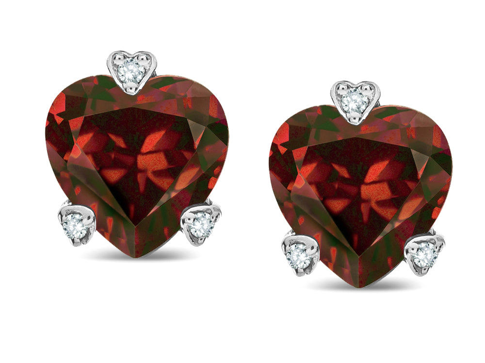 Tommaso Design Heart Shape 6mm Genuine Garnet Love Earrings Studs