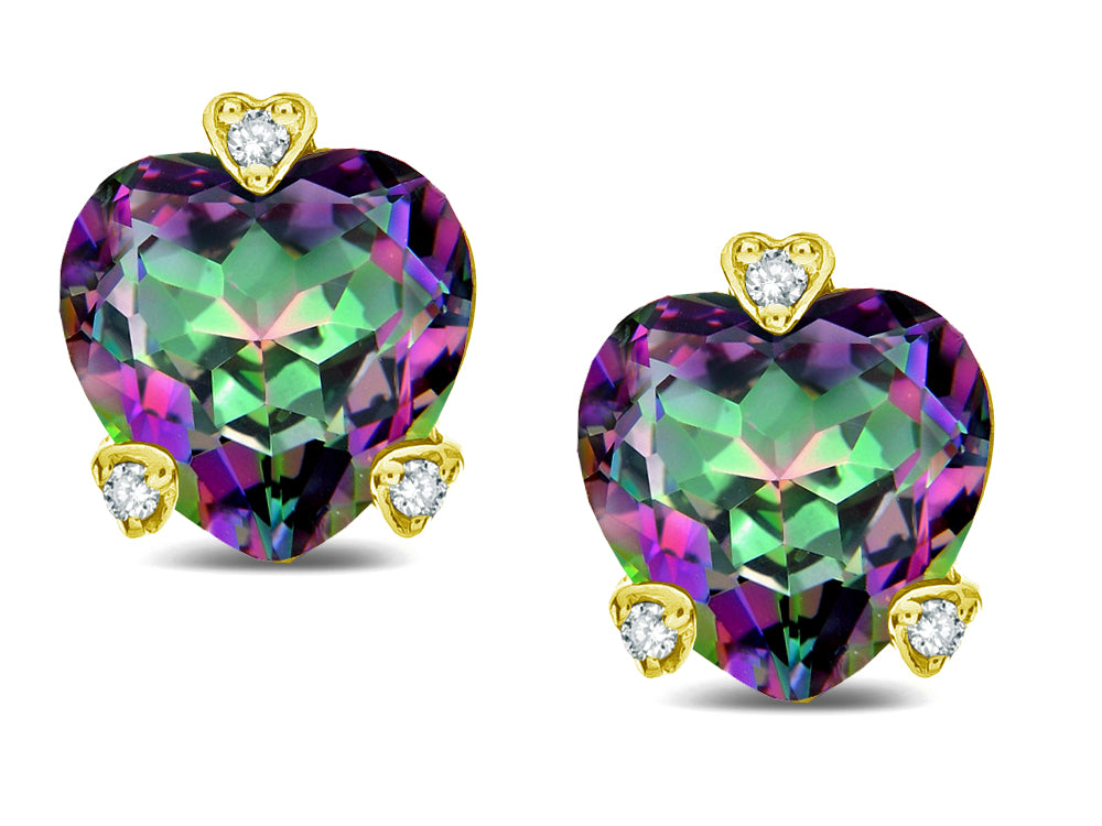 Tommaso Design Heart Shape 6mm Rainbow Mystic Topaz Love Earrings Studs
