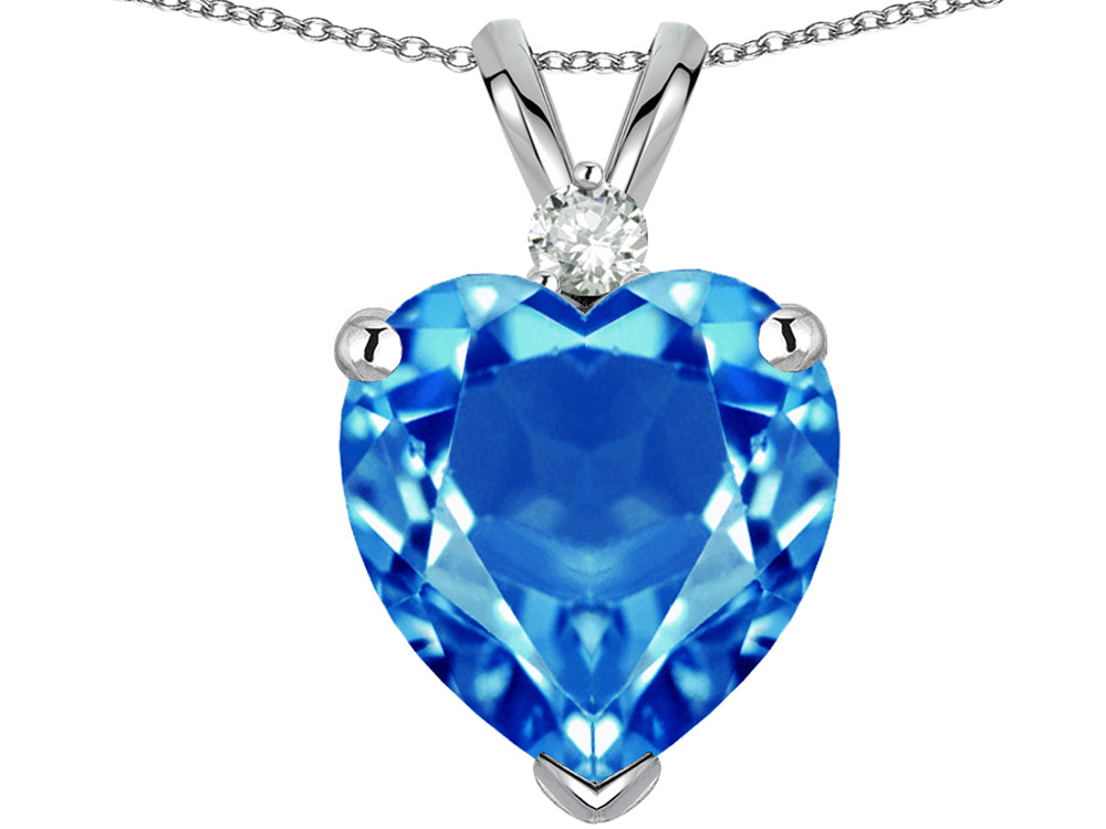 Star K 8mm Genuine Blue Topaz Heart Pendant Necklace