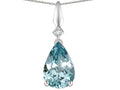 Star K Genuine Sky Blue Topaz Drop Pear Shaped Pendant Necklace