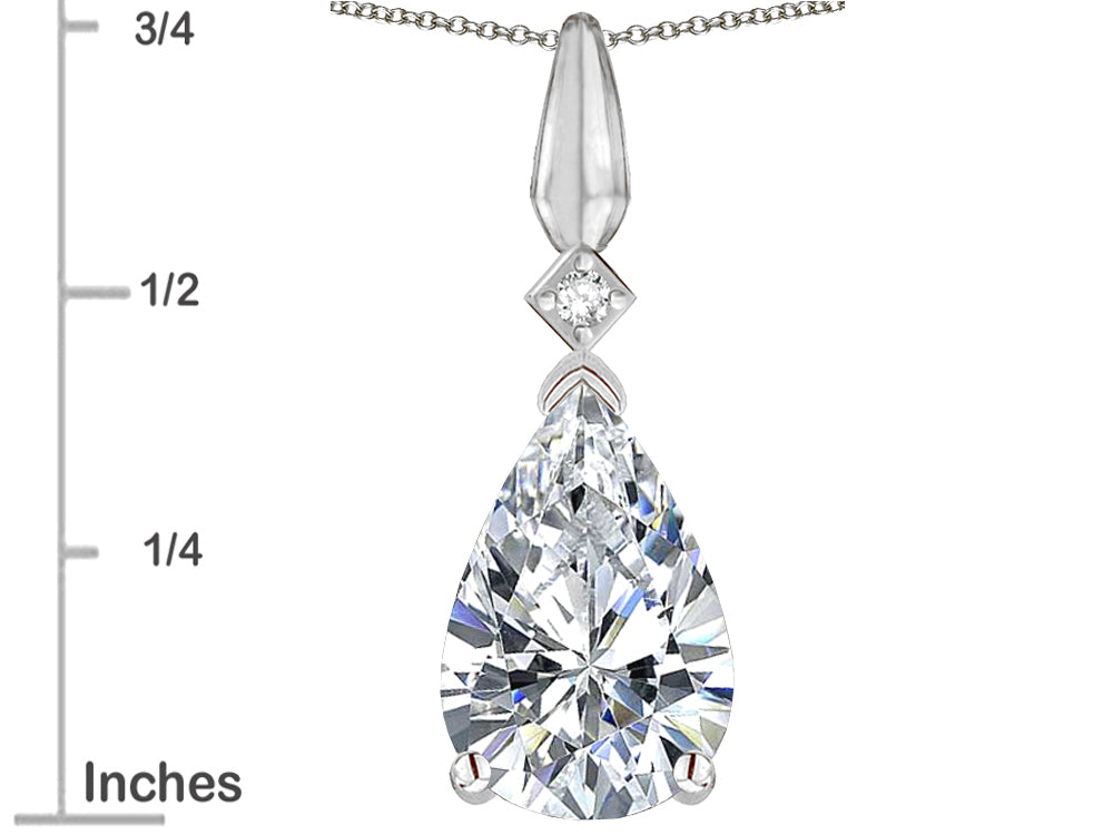 Star K Genuine White Topaz Drop Pear Shaped Pendant Necklace
