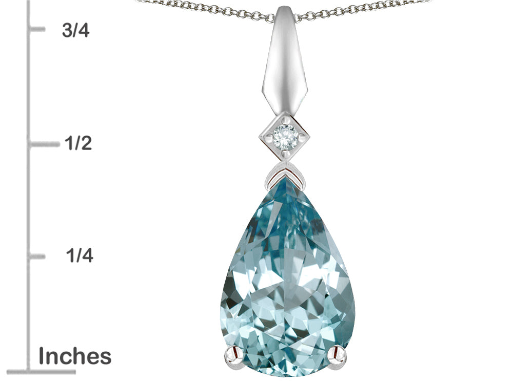 Star K Genuine Sky Blue Topaz Drop Pear Shaped Pendant Necklace