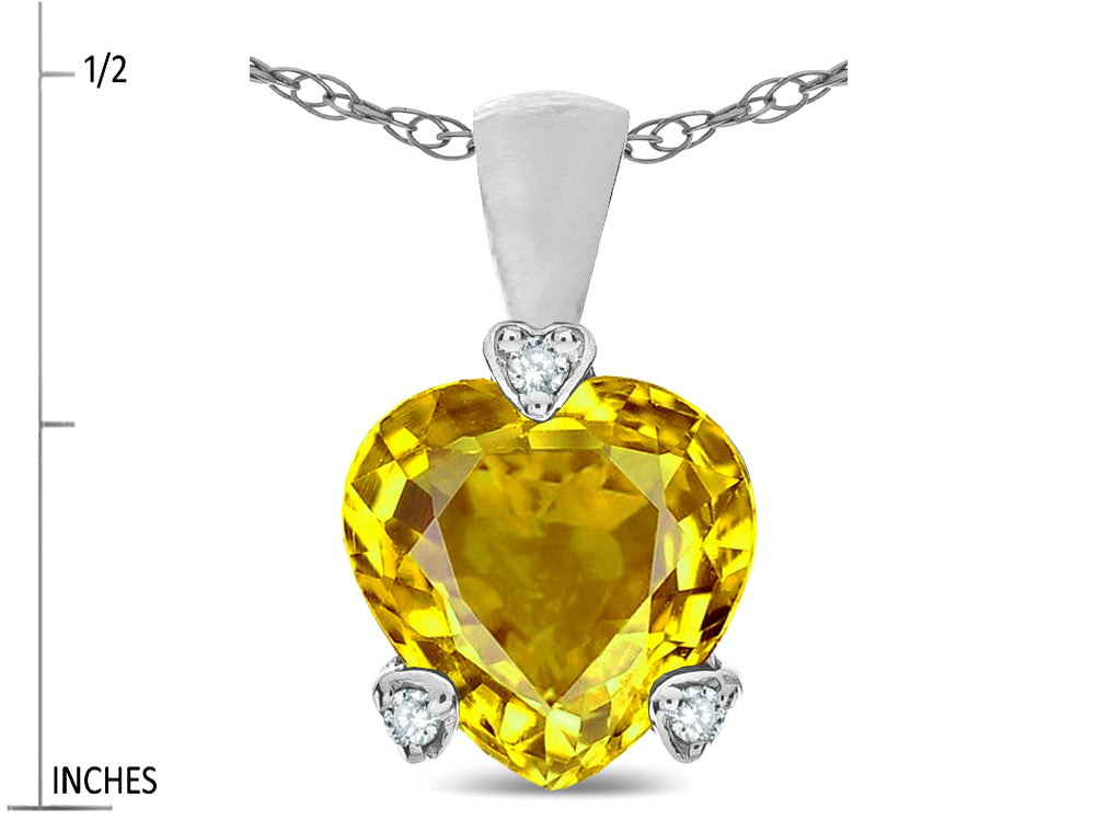 Star K 7mm Genuine Citrine Small Heart Shape Love Pendant Necklace