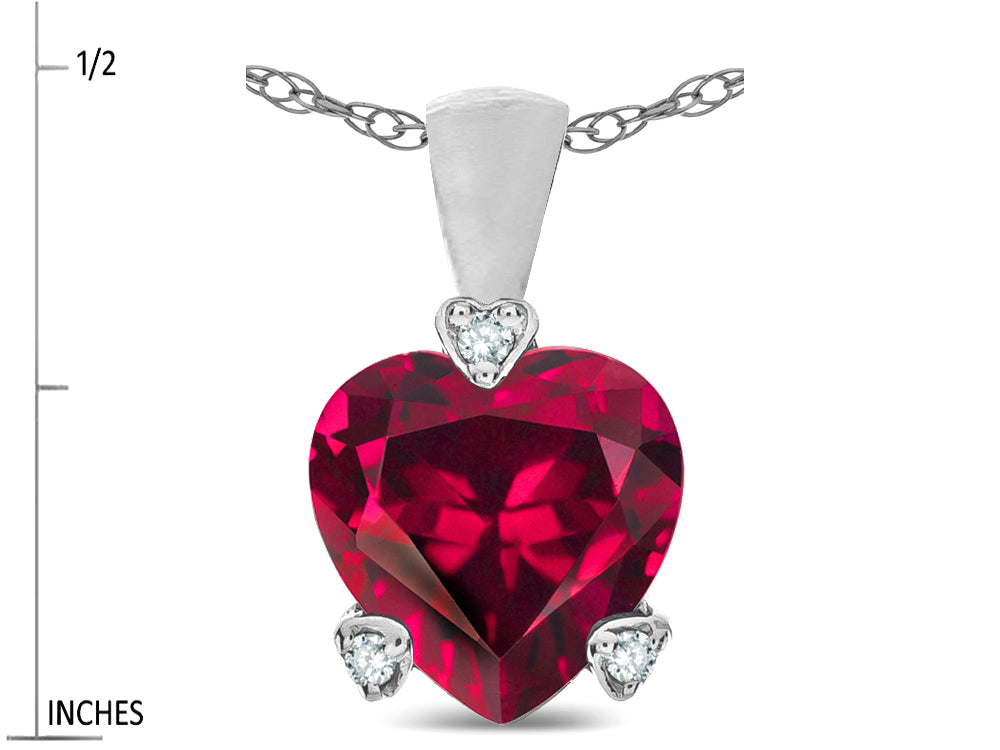 Star K 7mm Created Ruby Small Heart Shape Love Pendant Necklace