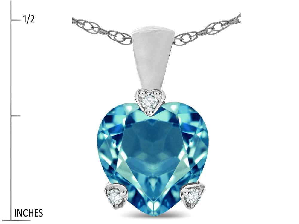 Star K 7mm Genuine Blue Topaz Small Heart Shape Love Pendant Necklace