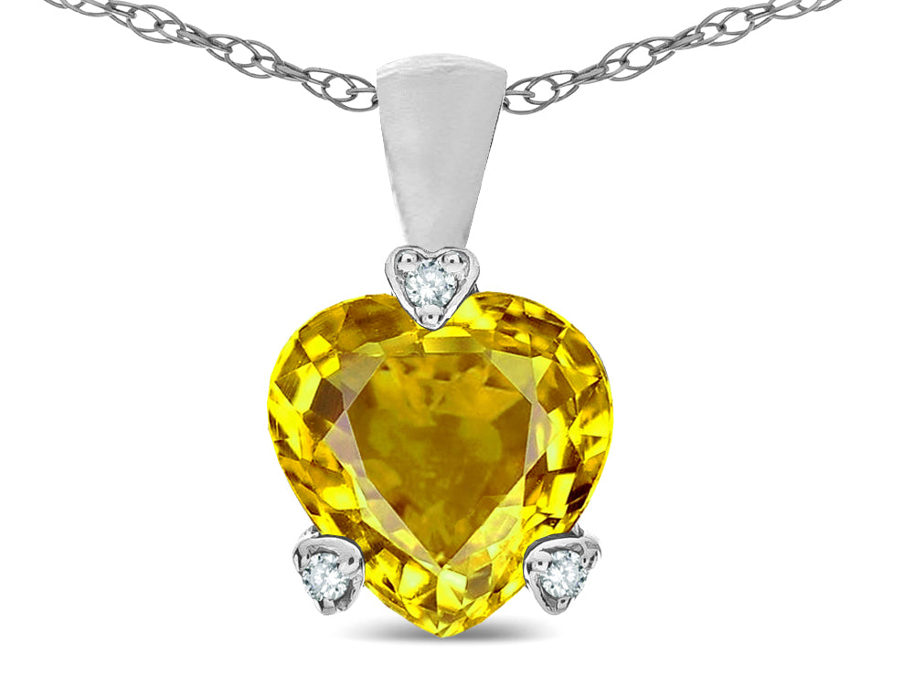 Star K 7mm Genuine Citrine Small Heart Shape Love Pendant Necklace