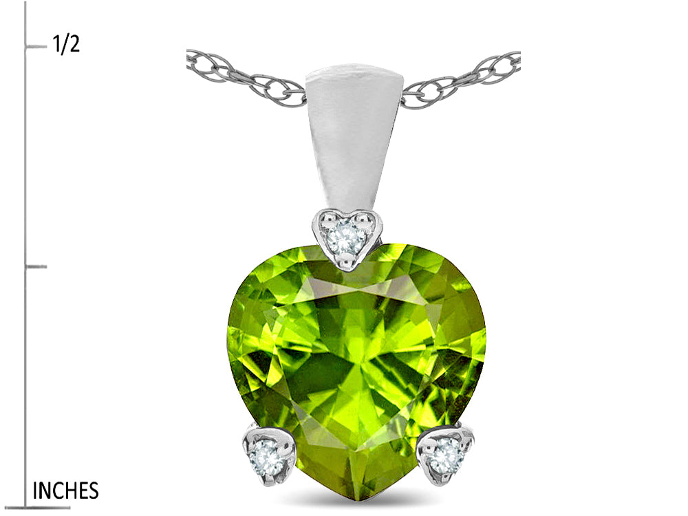 Star K 7mm Genuine Peridot Small Heart Shape Love Pendant Necklace