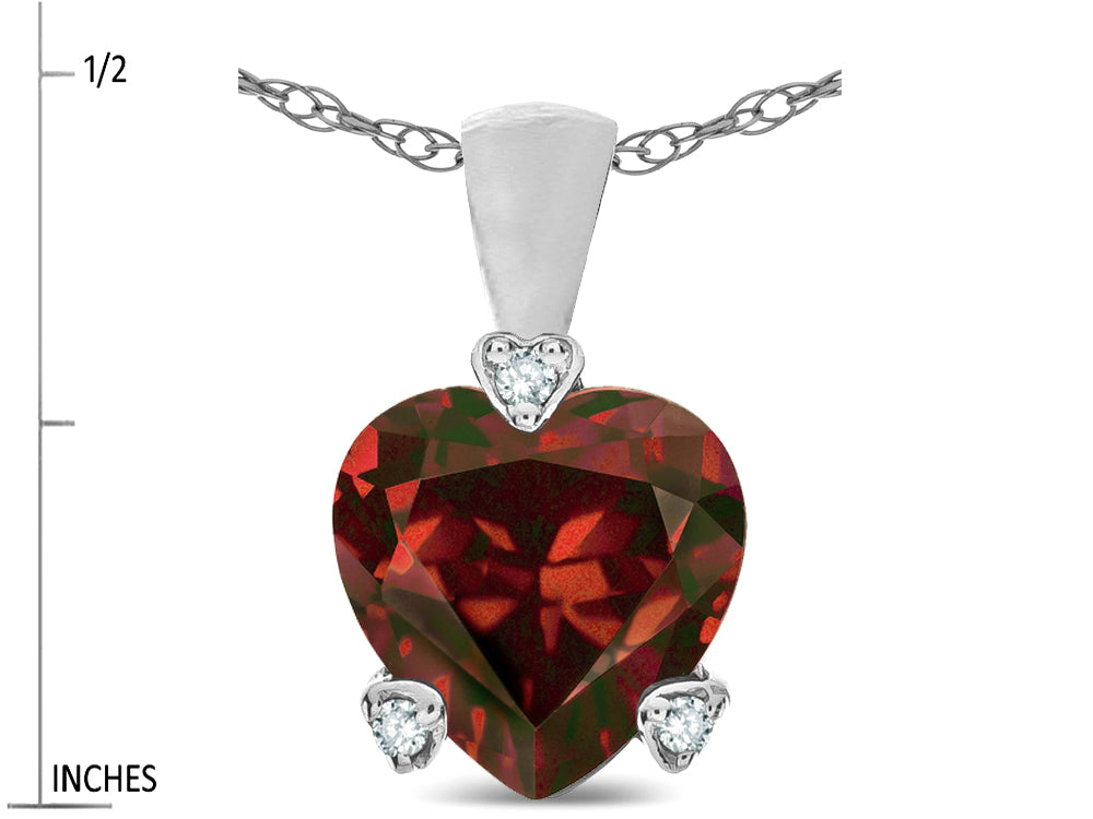 Star K 7mm Genuine Garnet Small Heart Shape Love Pendant Necklace