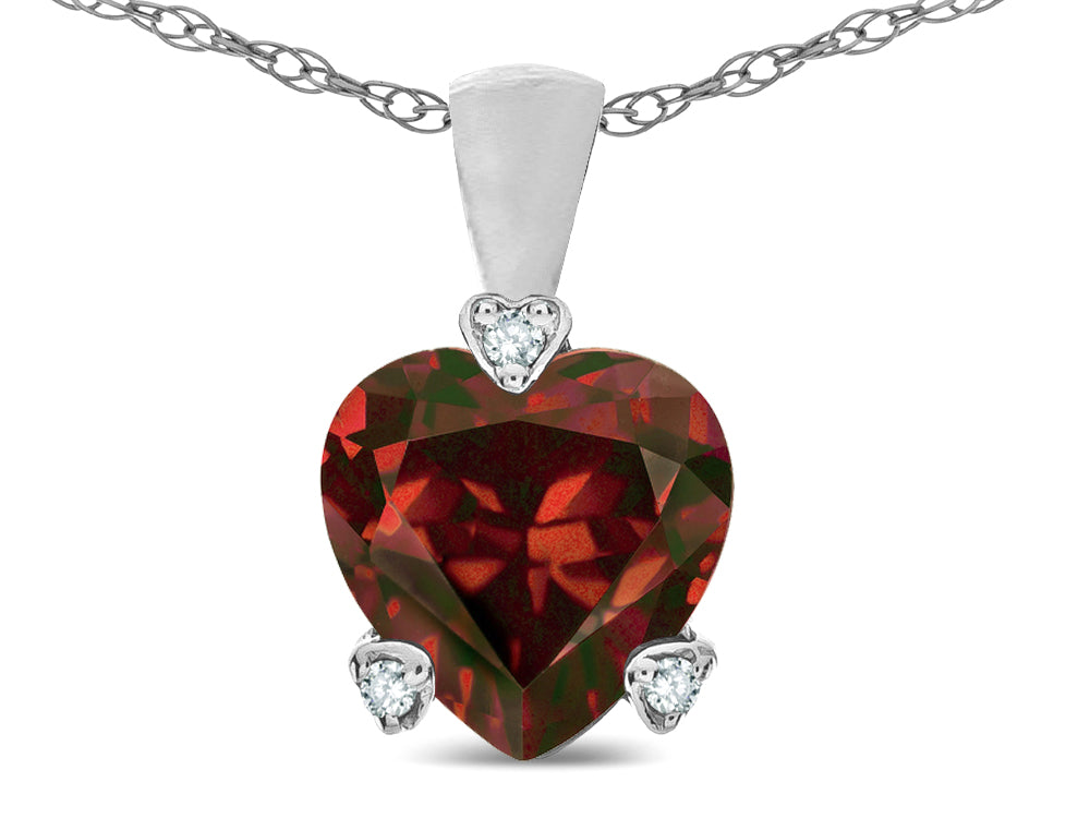 Star K 7mm Genuine Garnet Small Heart Shape Love Pendant Necklace