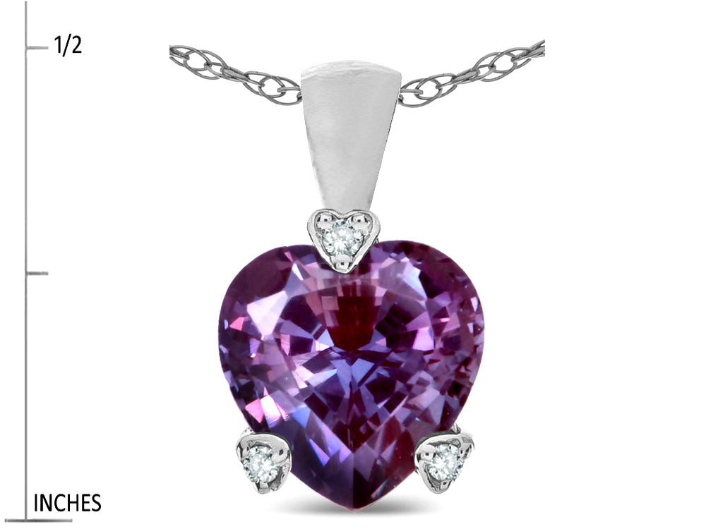 Star K 7mm Simulated Alexandrite Small Heart Shape Love Pendant Necklace