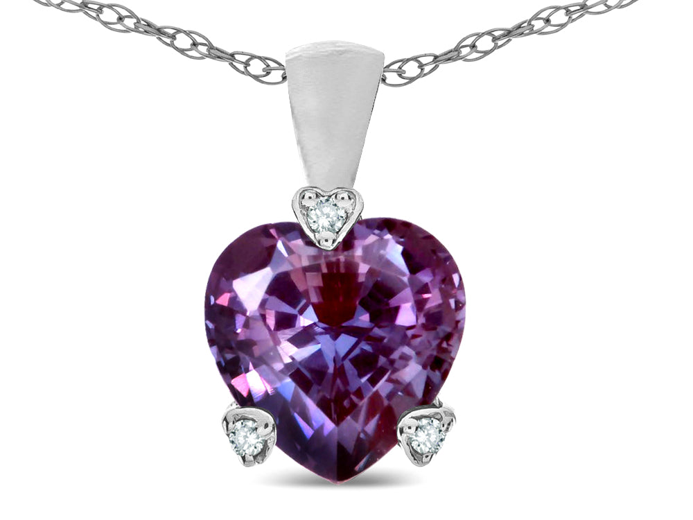 Star K 7mm Simulated Alexandrite Small Heart Shape Love Pendant Necklace