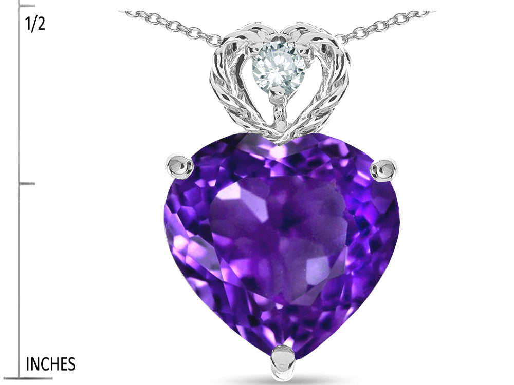 Star K 8mm Heart Shape Genuine Amethyst Rope Design Pendant Necklace