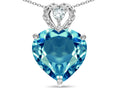 Star K 8mm Heart Shape Genuine Blue Topaz Rope Design Pendant Necklace
