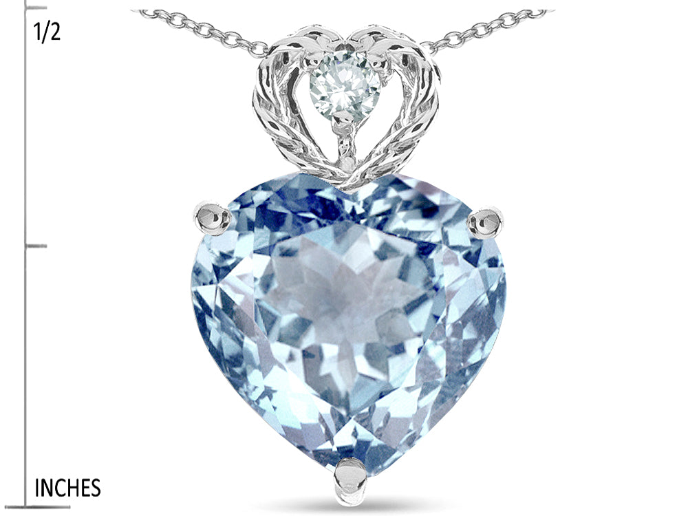 Star K 8mm Heart Shape Genuine Sky Blue Topaz Rope Design Pendant Necklace