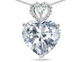 Star K 8mm Heart Shape Genuine White Topaz Rope Design Pendant Necklace