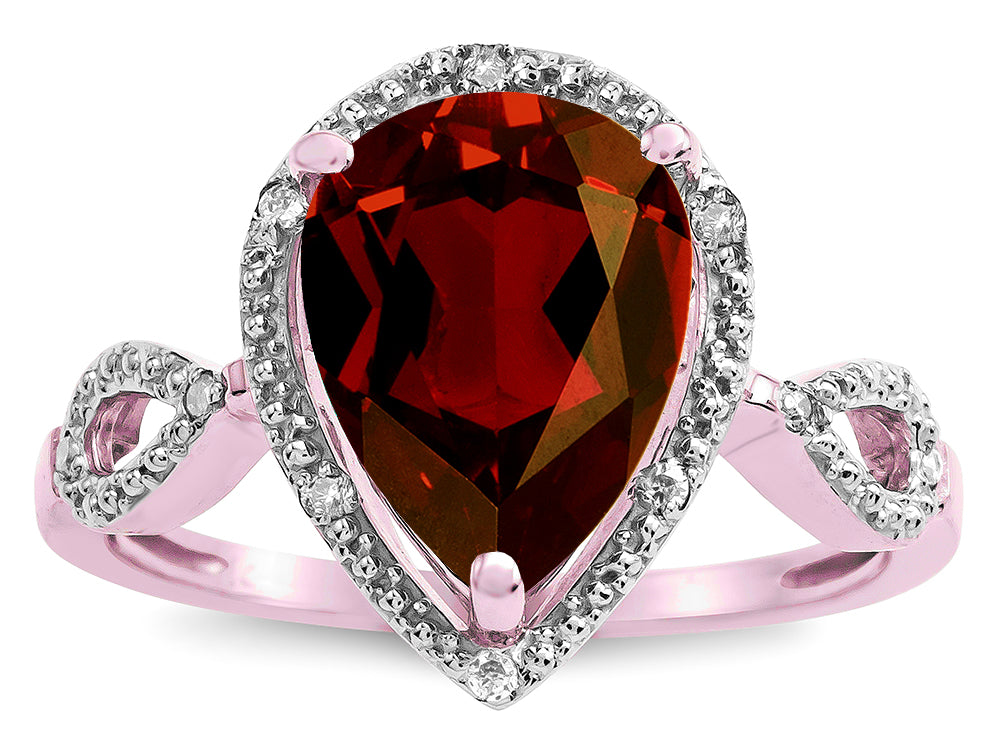 Star K  Vintage Look Halo Large 11x8 Pear Shape Genuine Garnet Ring