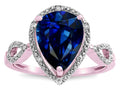 Star K  Vintage Look Halo Large 11x8 Pear Shape Created Sapphire Ring