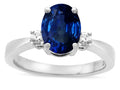 Star K  3 Three Stone Oval Created Sapphire Classic Engagement Promise Ring