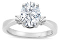 Star K  3 Three Stone Oval Genuine White Topaz Classic Engagement Promise Ring