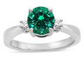 Star K  3 Three Stone Round Simulated Emerald Classic Engagement Promise Ring