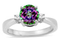 Tommaso Design Round 7mm Mystic Rainbow Topaz Engagement Ring