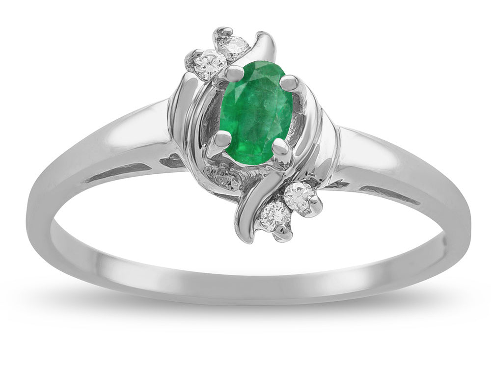 Star K  Small Oval 5x3mm Genuine Emerald Bypass Ring