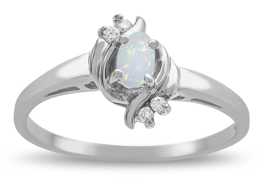 Star K  Small Oval 5x3mm Genuine Opal Bypass Ring