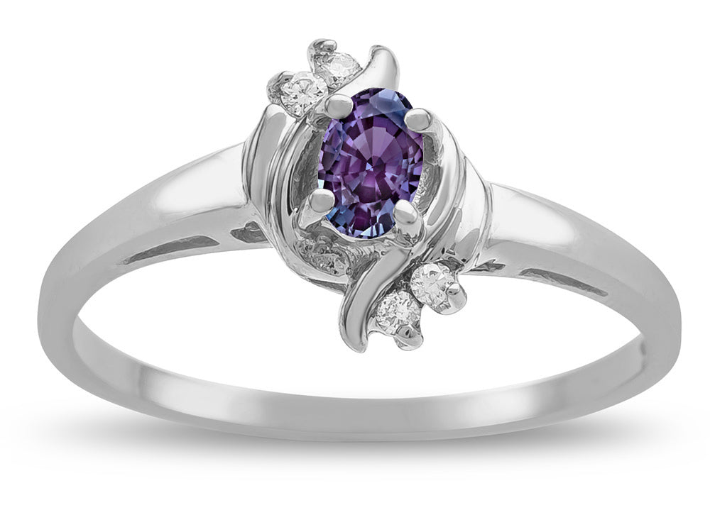 Star K  Small Oval 5x3mm Simulated Alexandrite Bypass Ring