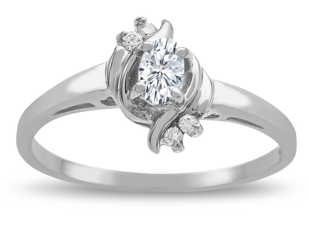 Star K  Small Oval 5x3mm Genuine White Topaz Bypass Ring
