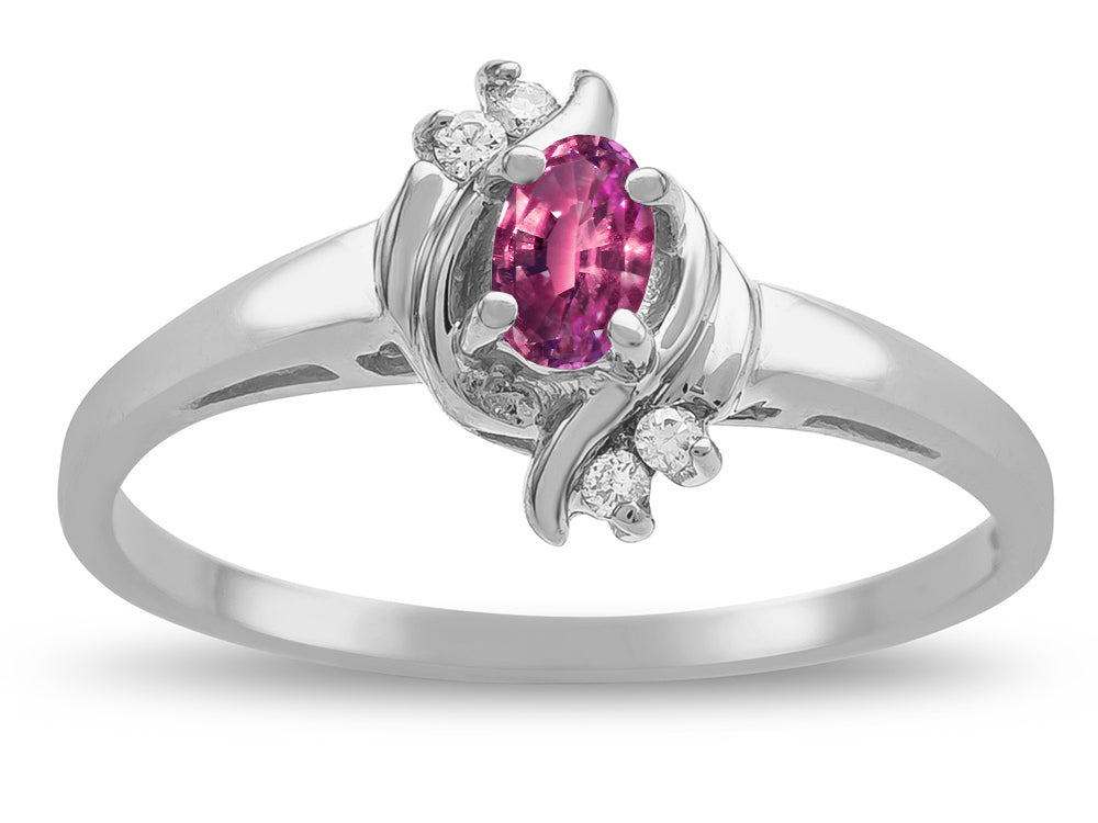 Star K  Small Oval 5x3mm Genuine Pink Tourmaline Bypass Ring
