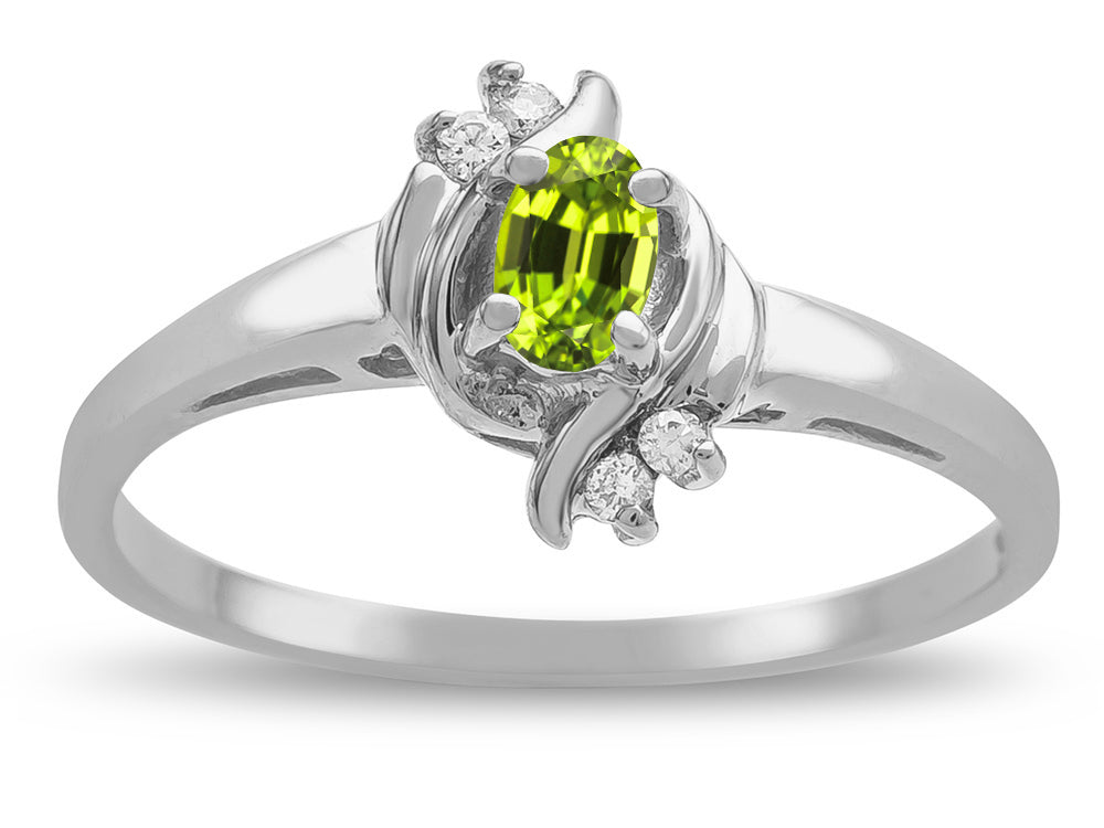 Star K  Small Oval 5x3mm Genuine Peridot Bypass Ring