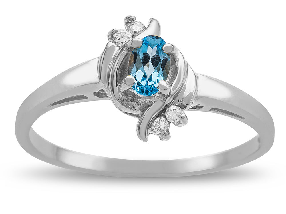 Star K  Small Oval 5x3mm Genuine Blue Topaz Bypass Ring