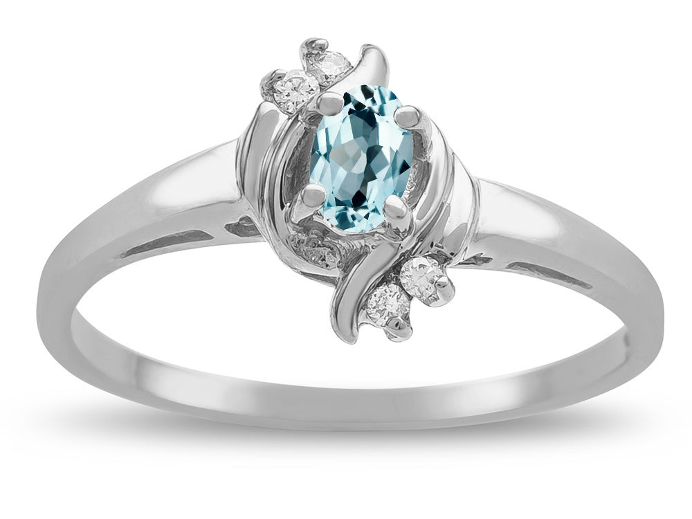 Star K  Small Oval 5x3mm Genuine Sky Blue Topaz Bypass Ring