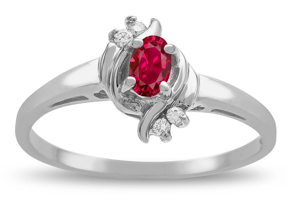 Star K  Small Oval 5x3mm Created Ruby Bypass Ring