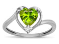 Star K  Heart Genuine Peridot Bypass Love Knot Promise Ring