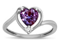 Star K  Heart Simulated Alexandrite Bypass Love Knot Promise Ring