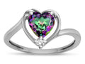 Star K  Heart Mystic Rainbow Topaz Bypass Love Knot Promise Ring