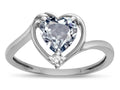 Star K  Genuine Aquamarine Heart Bypass Love Knot Promise Ring