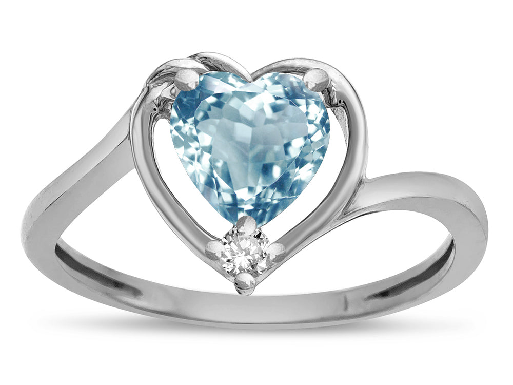 Star K  Genuine Sky Blue Topaz Heart Bypass Love Knot Promise Ring