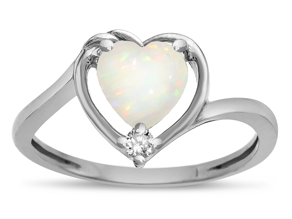 Star K  Genuine Opal Heart Bypass Love Knot Promise Ring