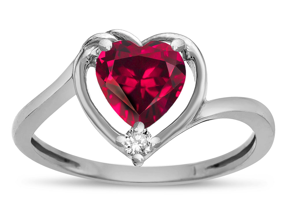 Star K  Created Ruby Heart Bypass Love Knot Promise Ring
