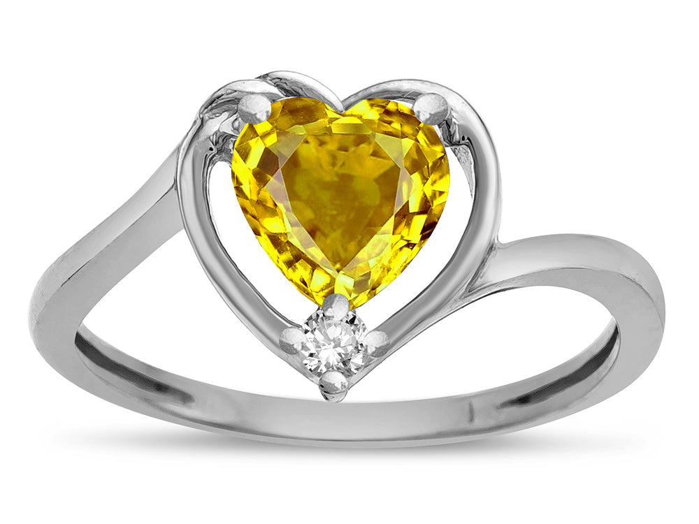 Star K  Heart Genuine Citrine Bypass Love Knot Promise Ring