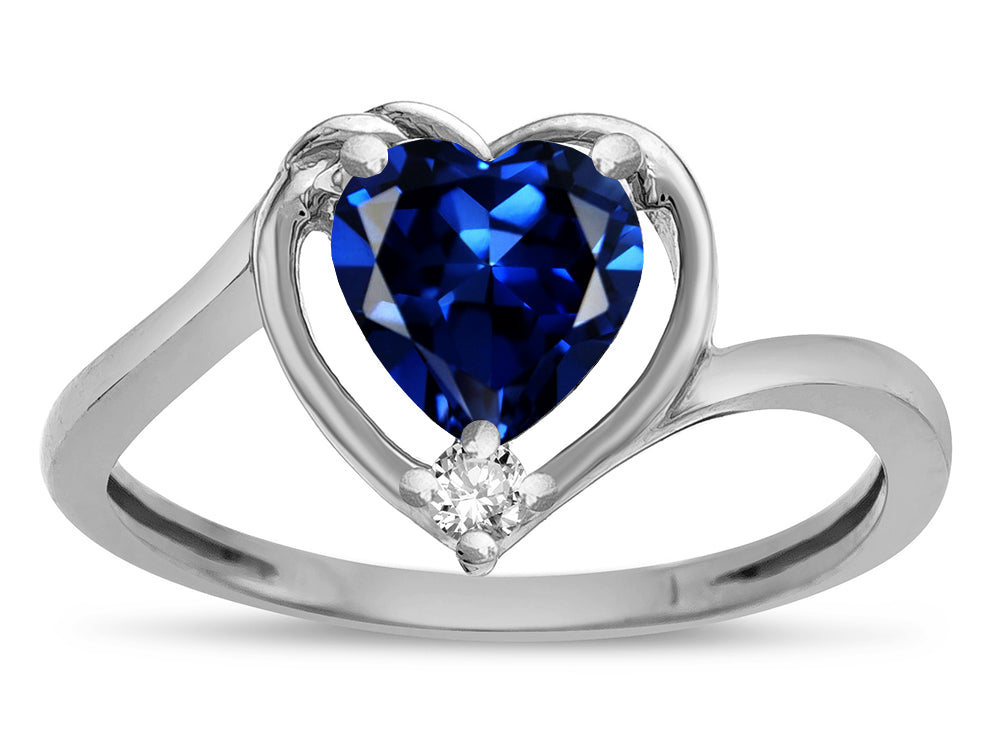Star K  Heart Created Sapphire Bypass Love Knot Promise Ring