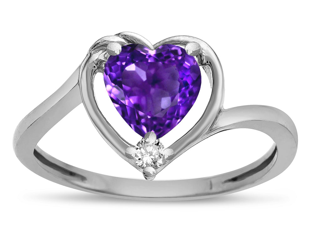 Star K  Genuine Amethyst Heart Bypass Love Knot Promise Ring