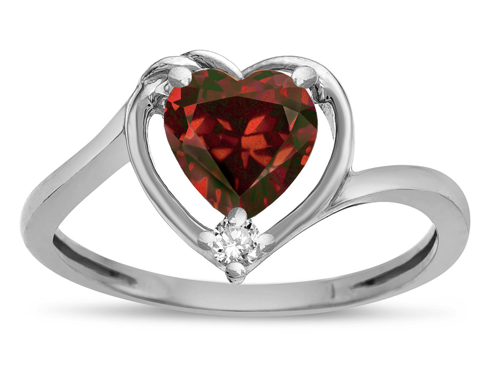 Star K  Genuine Garnet Heart  Bypass Love Knot Promise Ring