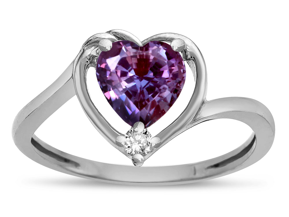Star K  Simulated Alexandrite Heart Bypass Love Knot Promise Ring