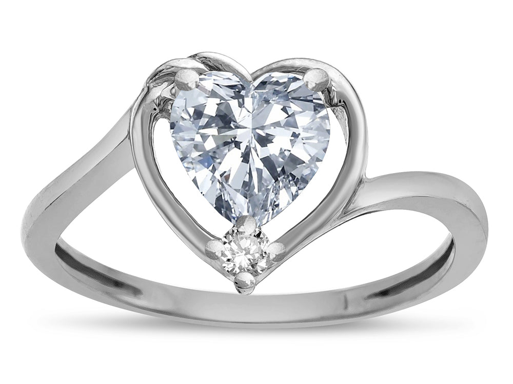 Star K  Genuine White Topaz Heart Bypass Love Knot Promise Ring