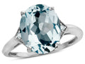 Tommaso Design Large Oval 12x10 Simulated Aquamarine 3 Stone Trillion Setting Ring